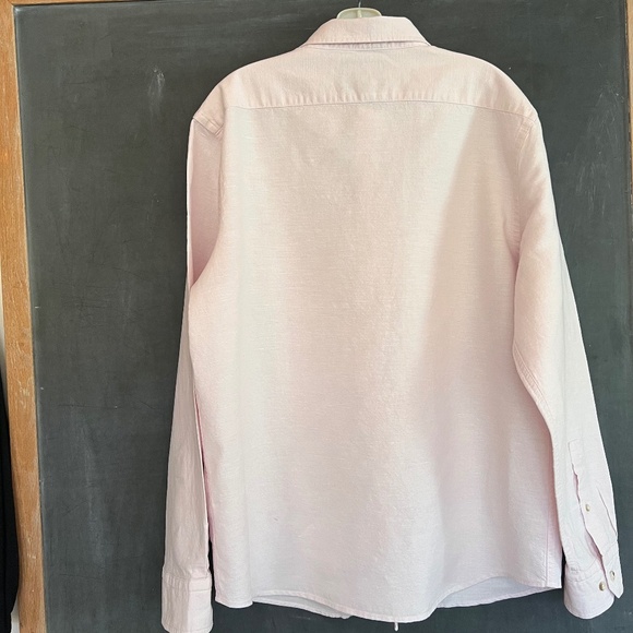 Mens Banana Republic Pink Linen Dress Shirt, Size L - Picture 2 of 11